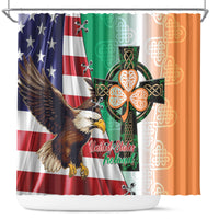 United States And Ireland Shower Curtain USA Eagle With Irish Celtic Cross