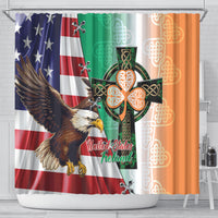 United States And Ireland Shower Curtain USA Eagle With Irish Celtic Cross