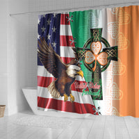 United States And Ireland Shower Curtain USA Eagle With Irish Celtic Cross