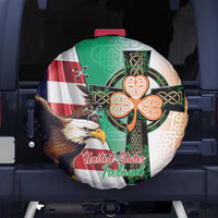 United States And Ireland Spare Tire Cover USA Eagle With Irish Celtic Cross - Wonder Print Shop