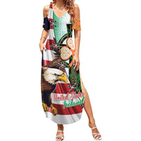 United States And Ireland Summer Maxi Dress USA Eagle With Irish Celtic Cross - Wonder Print Shop