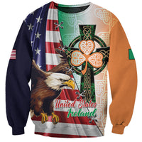 United States And Ireland Sweatshirt USA Eagle With Irish Celtic Cross - Wonder Print Shop