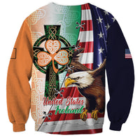 United States And Ireland Sweatshirt USA Eagle With Irish Celtic Cross - Wonder Print Shop