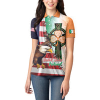 United States And Ireland Women Polo Shirt USA Eagle With Irish Celtic Cross - Wonder Print Shop