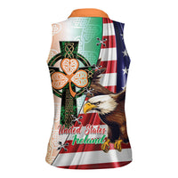 United States And Ireland Women Sleeveless Polo Shirt USA Eagle With Irish Celtic Cross - Wonder Print Shop