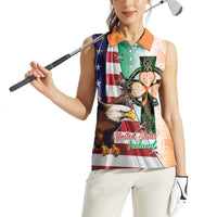United States And Ireland Women Sleeveless Polo Shirt USA Eagle With Irish Celtic Cross - Wonder Print Shop