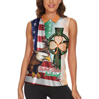 United States And Ireland Women Sleeveless Polo Shirt USA Eagle With Irish Celtic Cross - Wonder Print Shop