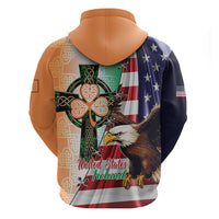 United States And Ireland Zip Hoodie USA Eagle With Irish Celtic Cross - Wonder Print Shop