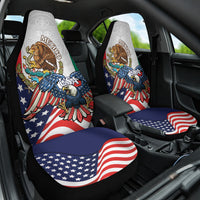 United States And Mexico Car Seat Cover USA Eagle With Mexican Aztec - Wonder Print Shop