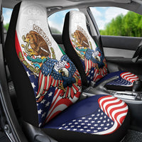 United States And Mexico Car Seat Cover USA Eagle With Mexican Aztec - Wonder Print Shop