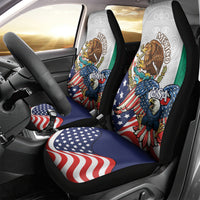United States And Mexico Car Seat Cover USA Eagle With Mexican Aztec - Wonder Print Shop