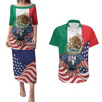 United States And Mexico Couples Matching Puletasi and Hawaiian Shirt USA Eagle With Mexican Aztec - Wonder Print Shop