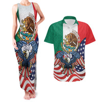 United States And Mexico Couples Matching Tank Maxi Dress and Hawaiian Shirt USA Eagle With Mexican Aztec - Wonder Print Shop