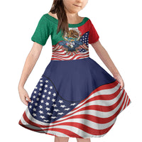 United States And Mexico Family Matching Mermaid Dress and Hawaiian Shirt USA Eagle With Mexican Aztec - Wonder Print Shop
