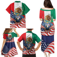 United States And Mexico Family Matching Puletasi and Hawaiian Shirt USA Eagle With Mexican Aztec - Wonder Print Shop