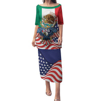 United States And Mexico Family Matching Puletasi and Hawaiian Shirt USA Eagle With Mexican Aztec - Wonder Print Shop