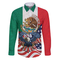 United States And Mexico Family Matching Short Sleeve Bodycon Dress and Hawaiian Shirt USA Eagle With Mexican Aztec - Wonder Print Shop