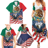 United States And Mexico Family Matching Summer Maxi Dress and Hawaiian Shirt USA Eagle With Mexican Aztec - Wonder Print Shop