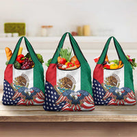 United States And Mexico Grocery Bag USA Eagle With Mexican Aztec