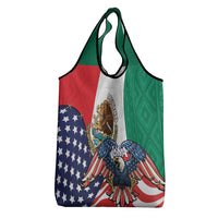 United States And Mexico Grocery Bag USA Eagle With Mexican Aztec