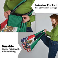 United States And Mexico Grocery Bag USA Eagle With Mexican Aztec