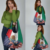 United States And Mexico Grocery Bag USA Eagle With Mexican Aztec