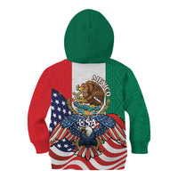 United States And Mexico Kid Hoodie USA Eagle With Mexican Aztec - Wonder Print Shop