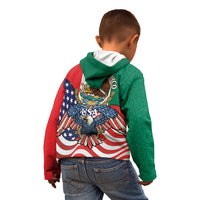 United States And Mexico Kid Hoodie USA Eagle With Mexican Aztec - Wonder Print Shop