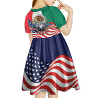United States And Mexico Kid Short Sleeve Dress USA Eagle With Mexican Aztec - Wonder Print Shop