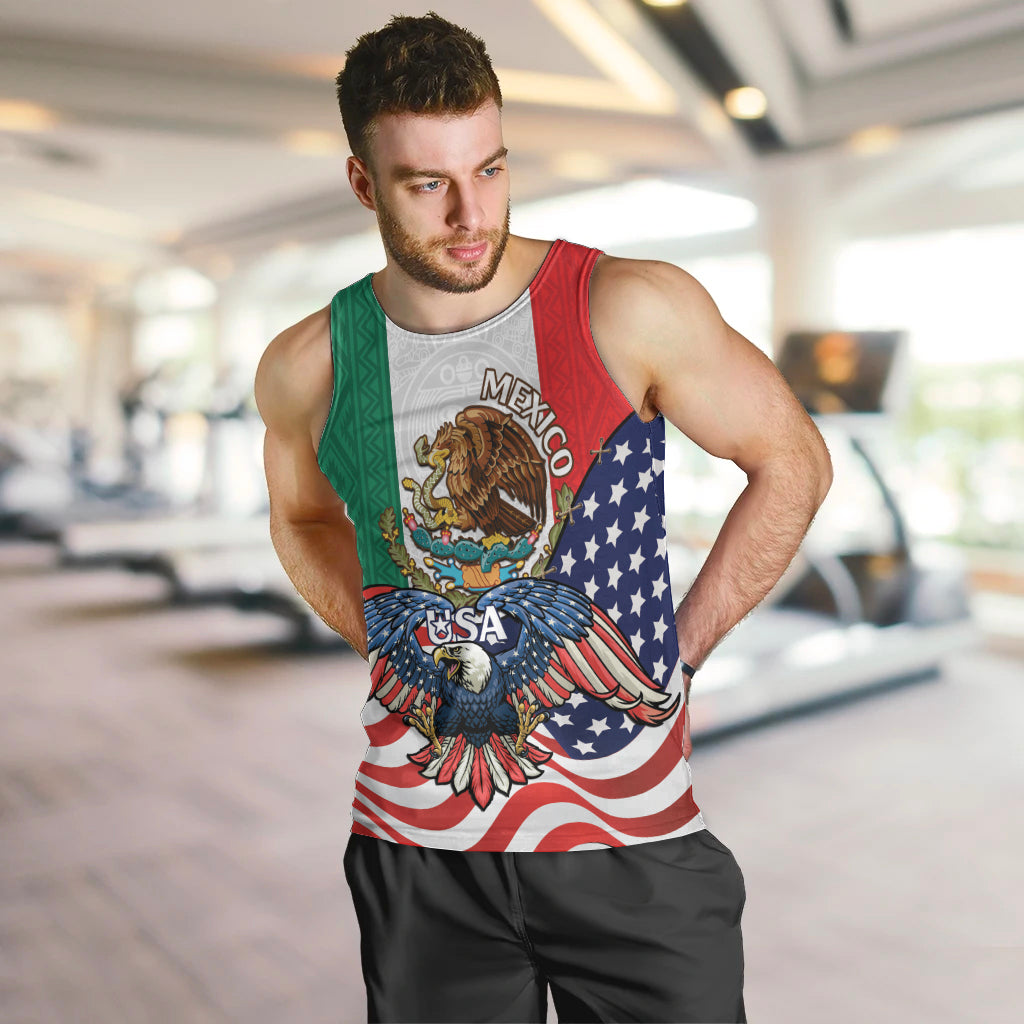 United States And Mexico Men Tank Top USA Eagle With Mexican Aztec