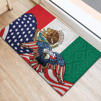 United States And Mexico Rubber Doormat USA Eagle With Mexican Aztec - Wonder Print Shop