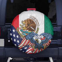 United States And Mexico Spare Tire Cover USA Eagle With Mexican Aztec - Wonder Print Shop