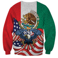 United States And Mexico Sweatshirt USA Eagle With Mexican Aztec - Wonder Print Shop