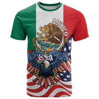 United States And Mexico T Shirt USA Eagle With Mexican Aztec - Wonder Print Shop