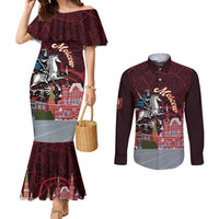 Russia Moscow Capital Couples Matching Mermaid Dress and Long Sleeve Button Shirt Moskva Red Square Map