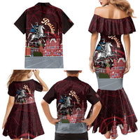 Russia Moscow Capital Family Matching Mermaid Dress and Hawaiian Shirt Moskva Red Square Map