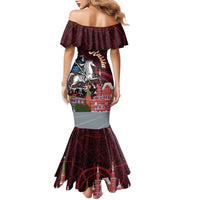 Russia Moscow Capital Family Matching Mermaid Dress and Hawaiian Shirt Moskva Red Square Map