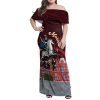 Russia Moscow Capital Family Matching Off Shoulder Maxi Dress and Hawaiian Shirt Moskva Red Square Map