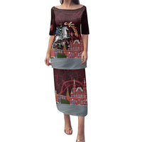 Russia Moscow Capital Family Matching Puletasi and Hawaiian Shirt Moskva Red Square Map