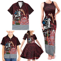 Russia Moscow Capital Family Matching Tank Maxi Dress and Hawaiian Shirt Moskva Red Square Map