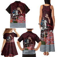 Russia Moscow Capital Family Matching Tank Maxi Dress and Hawaiian Shirt Moskva Red Square Map