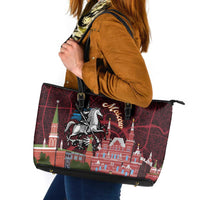 Russia Moscow Capital Leather Tote Bag Moskva Red Square Map