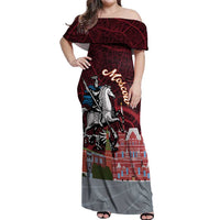 Russia Moscow Capital Off Shoulder Maxi Dress Moskva Red Square Map