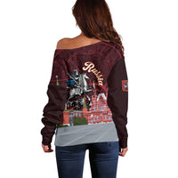 Russia Moscow Capital Off Shoulder Sweater Moskva Red Square Map