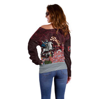 Russia Moscow Capital Off Shoulder Sweater Moskva Red Square Map