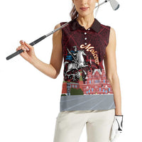 Russia Moscow Capital Women Sleeveless Polo Shirt Moskva Red Square Map