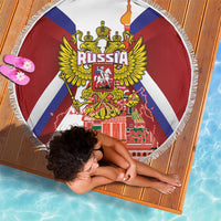 Russia Day Beach Blanket Coat Of Arms With Saint Basil's Cathedral