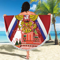 Russia Day Beach Blanket Coat Of Arms With Saint Basil's Cathedral