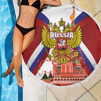 Russia Day Beach Blanket Coat Of Arms With Saint Basil's Cathedral