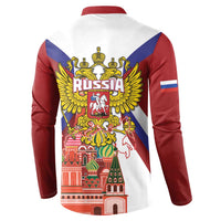 Russia Day Button Sweatshirt Coat Of Arms With Saint Basil's Cathedral
